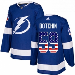 Mens Adidas Tampa Bay Lightning 59 Jake Dotchin Authentic Blue USA Flag Fashion NHL Jersey 