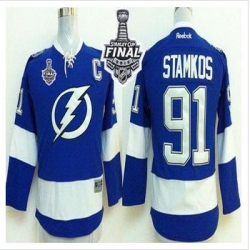 Tampa Bay Lightning #91 Steven Stamkos Royal Blue 2015 Stanley Cup Stitched Youth NHL Jersey