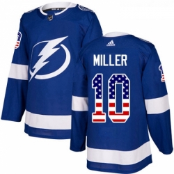 Youth Adidas Tampa Bay Lightning 10 JT Miller Authentic Blue USA Flag Fashion NHL Jerse