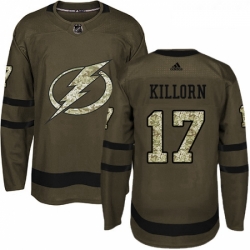 Youth Adidas Tampa Bay Lightning 17 Alex Killorn Authentic Green Salute to Service NHL Jersey 