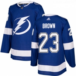 Youth Adidas Tampa Bay Lightning 23 JT Brown Authentic Royal Blue Home NHL Jersey 