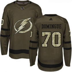 Youth Adidas Tampa Bay Lightning 70 Louis Domingue Authentic Green Salute to Service NHL Jerse