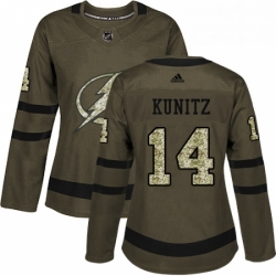 Womens Adidas Tampa Bay Lightning 14 Chris Kunitz Authentic Green Salute to Service NHL Jersey 