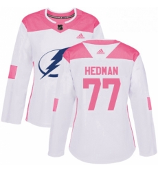 Womens Adidas Tampa Bay Lightning 77 Victor Hedman Authentic WhitePink Fashion NHL Jersey 