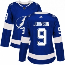 Womens Adidas Tampa Bay Lightning 9 Tyler Johnson Authentic Royal Blue Home NHL Jersey 