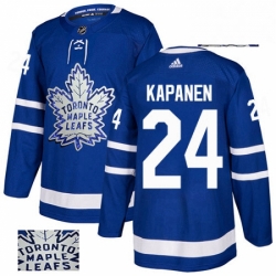 Mens Adidas Toronto Maple Leafs 24 Kasperi Kapanen Authentic Royal Blue Fashion Gold NHL Jersey 