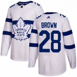 Mens Adidas Toronto Maple Leafs 28 Connor Brown Authentic White 2018 Stadium Series NHL Jersey 