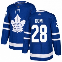 Mens Adidas Toronto Maple Leafs 28 Tie Domi Authentic Royal Blue Home NHL Jersey 