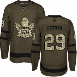 Mens Adidas Toronto Maple Leafs 29 Felix Potvin Authentic Green Salute to Service NHL Jersey 