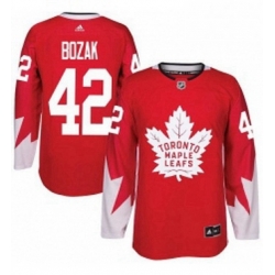 Mens Adidas Toronto Maple Leafs 42 Tyler Bozak Authentic Red Alternate NHL Jersey 