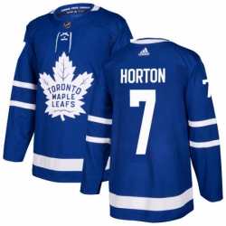 Mens Adidas Toronto Maple Leafs 7 Tim Horton Authentic Royal Blue Home NHL Jersey 