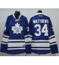 Maple Leafs #34 Auston Matthews Blue Womens Alternate Stitched NHL Jersey