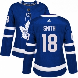 Womens Adidas Toronto Maple Leafs 18 Ben Smith Authentic Royal Blue Home NHL Jersey 