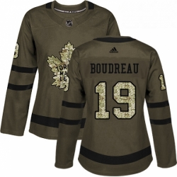 Womens Adidas Toronto Maple Leafs 19 Bruce Boudreau Authentic Green Salute to Service NHL Jersey 