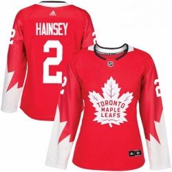 Womens Adidas Toronto Maple Leafs 2 Ron Hainsey Authentic Red Alternate NHL Jersey 