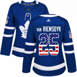 Womens Adidas Toronto Maple Leafs 25 James Van Riemsdyk Authentic Royal Blue USA Flag Fashion NHL Jersey 