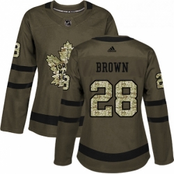 Womens Adidas Toronto Maple Leafs 28 Connor Brown Authentic Green Salute to Service NHL Jersey 