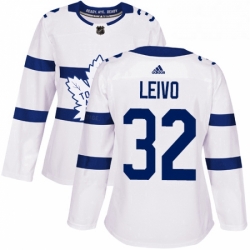 Womens Adidas Toronto Maple Leafs 32 Josh Leivo Authentic White 2018 Stadium Series NHL Jersey 