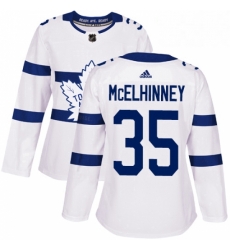 Womens Adidas Toronto Maple Leafs 35 Curtis McElhinney Authentic White 2018 Stadium Series NHL Jersey 