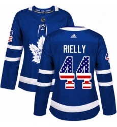 Womens Adidas Toronto Maple Leafs 44 Morgan Rielly Authentic Royal Blue USA Flag Fashion NHL Jersey 