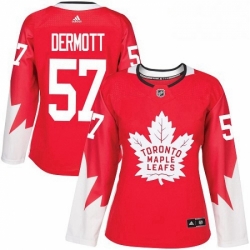 Womens Adidas Toronto Maple Leafs 57 Travis Dermott Authentic Red Alternate NHL Jersey 