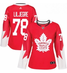 Womens Adidas Toronto Maple Leafs 78 Timothy Liljegren Authentic Red Alternate NHL Jersey 