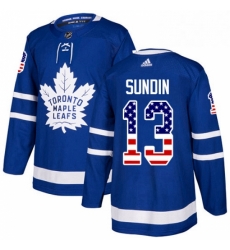 Youth Adidas Toronto Maple Leafs 13 Mats Sundin Authentic Royal Blue USA Flag Fashion NHL Jersey 