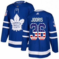 Youth Adidas Toronto Maple Leafs 36 Josh Jooris Authentic Royal Blue USA Flag Fashion NHL Jersey 