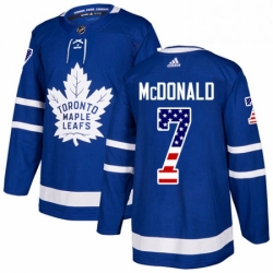 Youth Adidas Toronto Maple Leafs 7 Lanny McDonald Authentic Royal Blue USA Flag Fashion NHL Jersey 