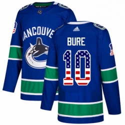 Mens Adidas Vancouver Canucks 10 Pavel Bure Authentic Blue USA Flag Fashion NHL Jersey 