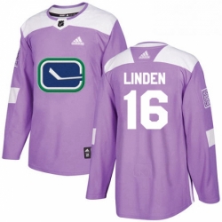 Mens Adidas Vancouver Canucks 16 Trevor Linden Authentic Purple Fights Cancer Practice NHL Jersey 