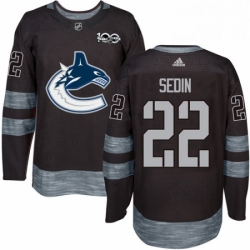 Mens Adidas Vancouver Canucks 22 Daniel Sedin Premier Black 1917 2017 100th Anniversary NHL Jersey 