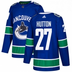 Mens Adidas Vancouver Canucks 27 Ben Hutton Premier Blue Home NHL Jersey 