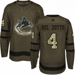 Mens Adidas Vancouver Canucks 4 Michael Del Zotto Premier Green Salute to Service NHL Jersey 