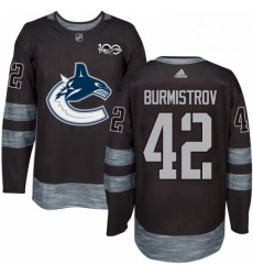 Mens Adidas Vancouver Canucks 42 Alex Burmistrov Authentic Black 1917 2017 100th Anniversary NHL Jersey 