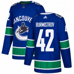 Mens Adidas Vancouver Canucks 42 Alex Burmistrov Authentic Blue Home NHL Jersey 