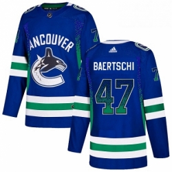 Mens Adidas Vancouver Canucks 47 Sven Baertschi Authentic Blue Drift Fashion NHL Jersey 