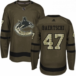 Mens Adidas Vancouver Canucks 47 Sven Baertschi Premier Green Salute to Service NHL Jersey 