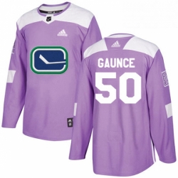 Mens Adidas Vancouver Canucks 50 Brendan Gaunce Authentic Purple Fights Cancer Practice NHL Jersey 