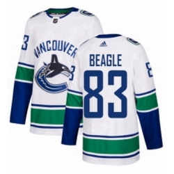 Mens Adidas Vancouver Canucks 83 Jay Beagle Authentic White Away NHL Jersey 