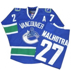 Vancouver Canucks 27 Manny Malhotra Home Blue Jerseys A Patch