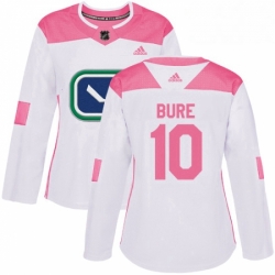 Womens Adidas Vancouver Canucks 10 Pavel Bure Authentic WhitePink Fashion NHL Jersey 