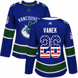 Womens Adidas Vancouver Canucks 26 Thomas Vanek Authentic Blue USA Flag Fashion NHL Jersey 