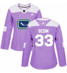 Womens Adidas Vancouver Canucks 33 Henrik Sedin Authentic Purple Fights Cancer Practice NHL Jersey 