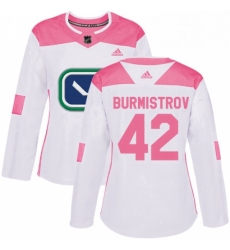 Womens Adidas Vancouver Canucks 42 Alex Burmistrov Authentic WhitePink Fashion NHL Jersey 