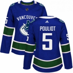 Womens Adidas Vancouver Canucks 5 Derrick Pouliot Premier Blue Home NHL Jersey 