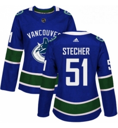 Womens Adidas Vancouver Canucks 51 Troy Stecher Authentic Blue Home NHL Jersey 