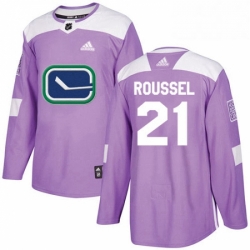 Youth Adidas Vancouver Canucks 21 Antoine Roussel Authentic Purple Fights Cancer Practice NHL Jersey 