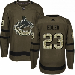 Youth Adidas Vancouver Canucks 23 Alexander Edler Premier Green Salute to Service NHL Jersey 