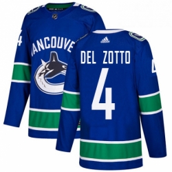 Youth Adidas Vancouver Canucks 4 Michael Del Zotto Authentic Blue Home NHL Jersey 